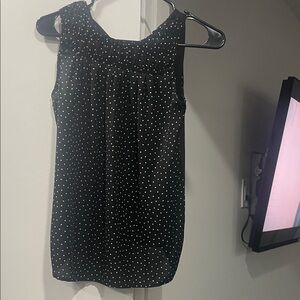 Elle Sleeveless Black Blouse with White Dots